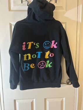 Black Graphic Hoodie - Multicolor "It's OK Not to Be OK"